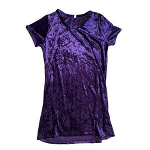 Dark Purple Velvet T-Shirt Dress L Women's Mini Dress Velour